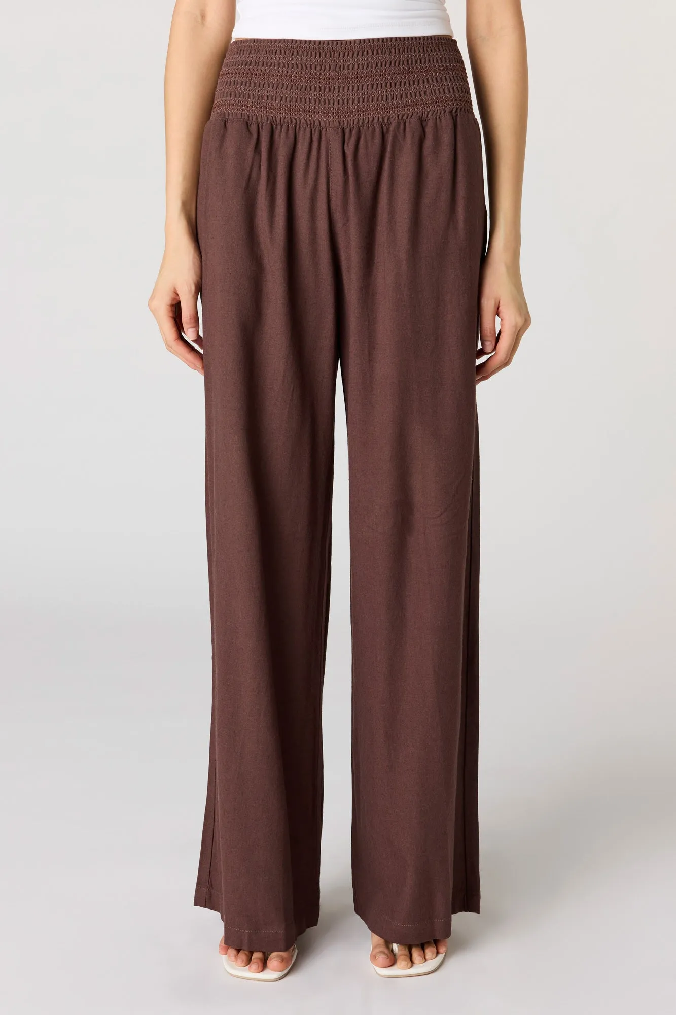 Smocked Linen-Blend Pant sold by Charlotte Russe product image thumbnail 5