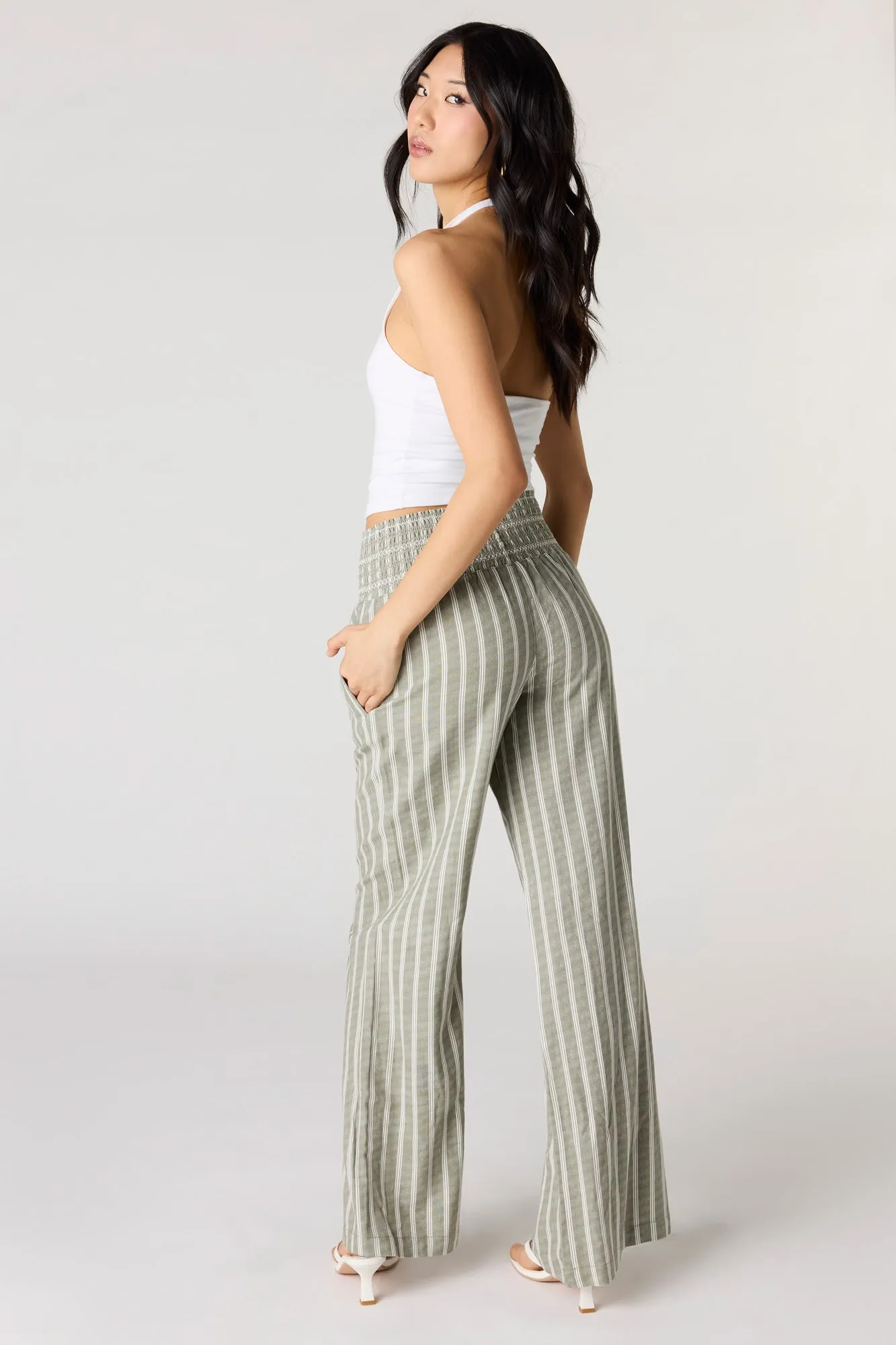 Smocked Linen-Blend Pant sold by Charlotte Russe product image thumbnail 3