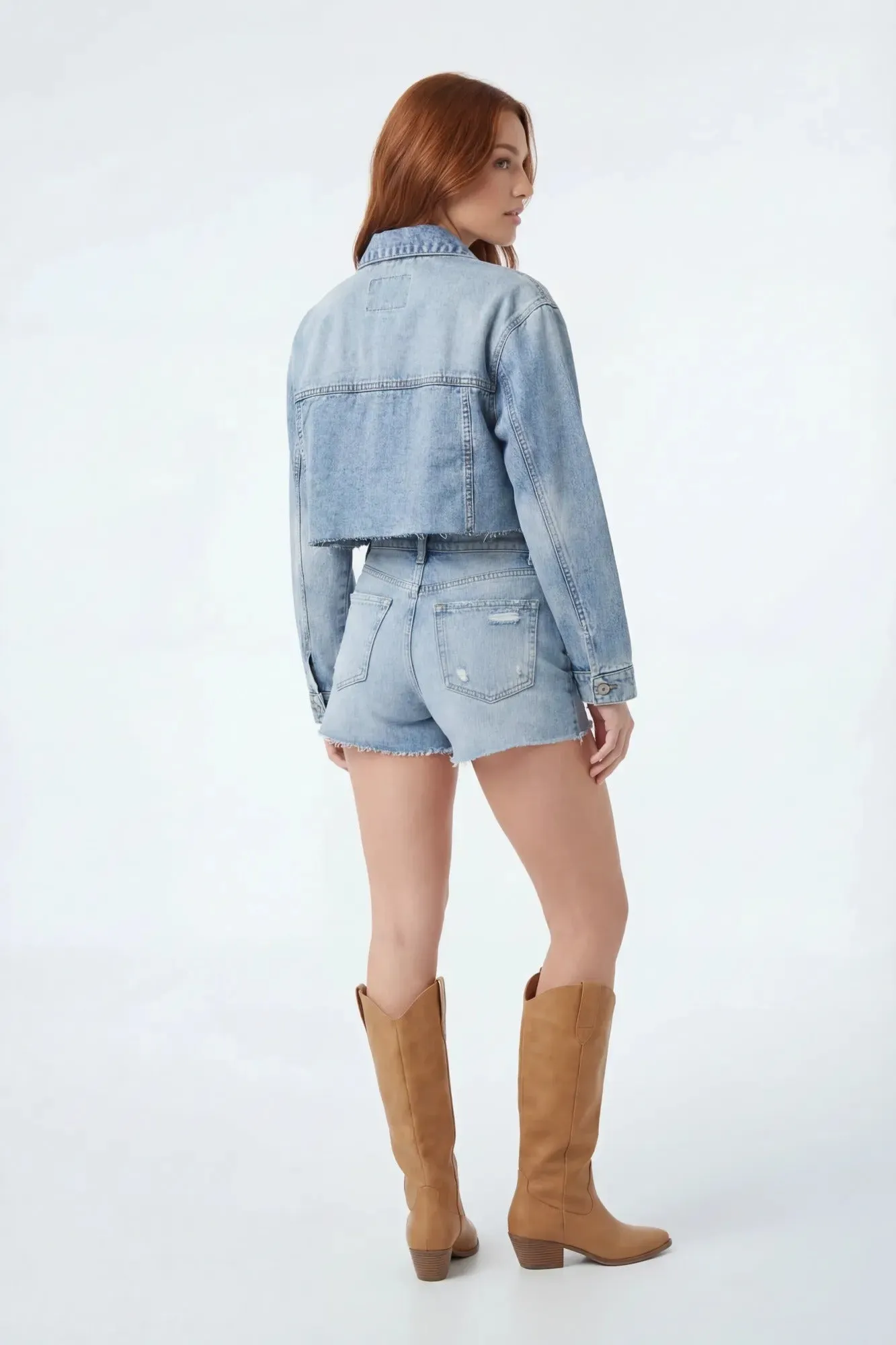 Cropped Denim Jacket sold by Charlotte Russe product image thumbnail 4