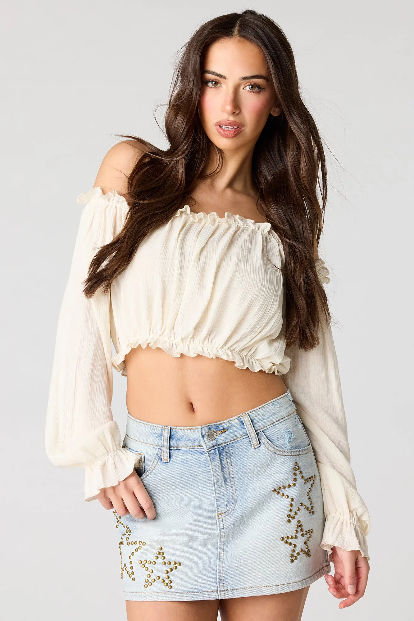 Star Studded Denim Skirt sold by Charlotte Russe