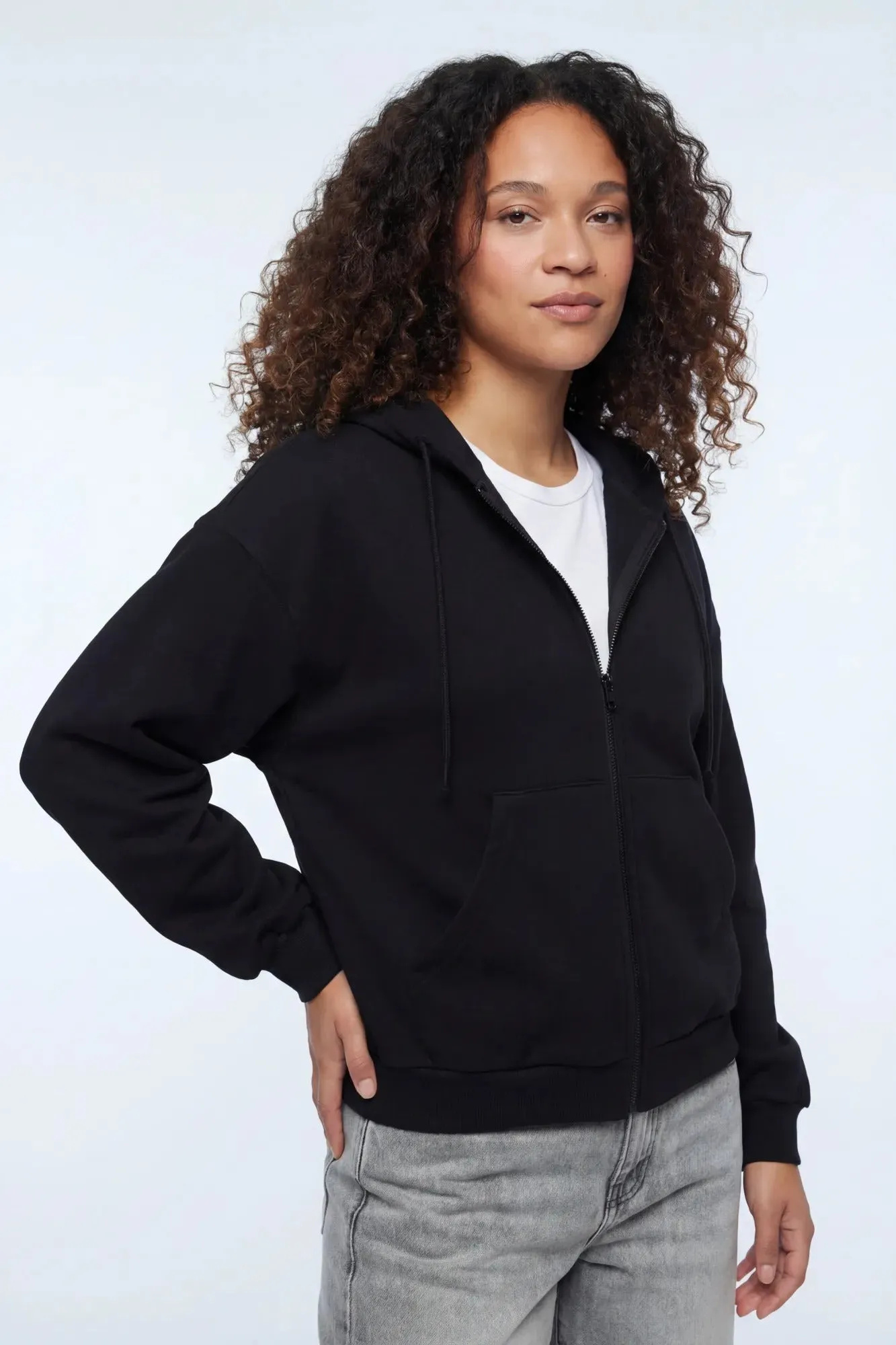 Boxy Zip-Up Fleece Hoodie sold by Charlotte Russe product image thumbnail 5