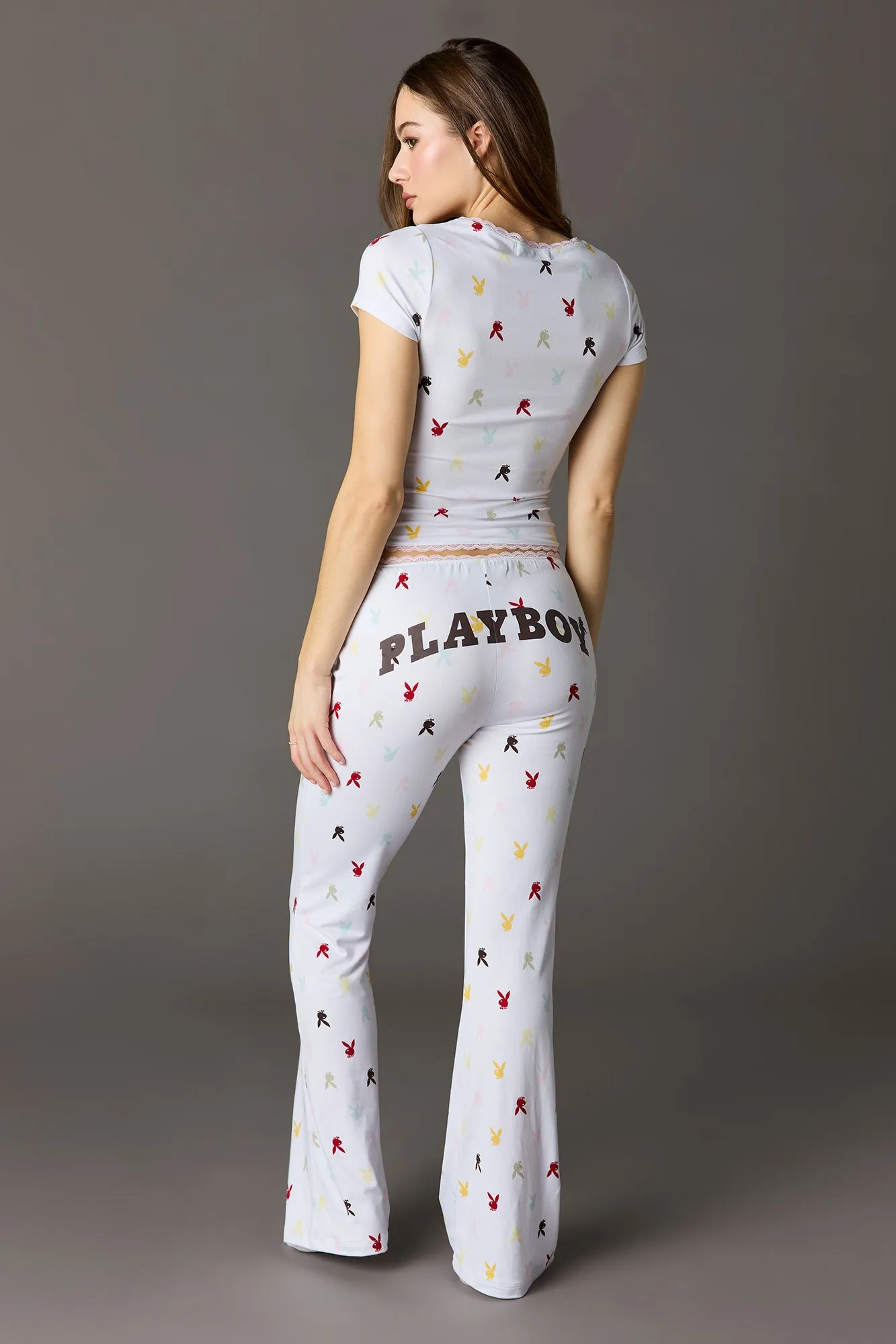Playboy Lace Trim T-Shirt & Pant Pajama Set sold by Charlotte Russe product image thumbnail 4