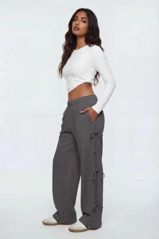 Wide Leg Sweatpant with Bows made by Charlotte Russe
