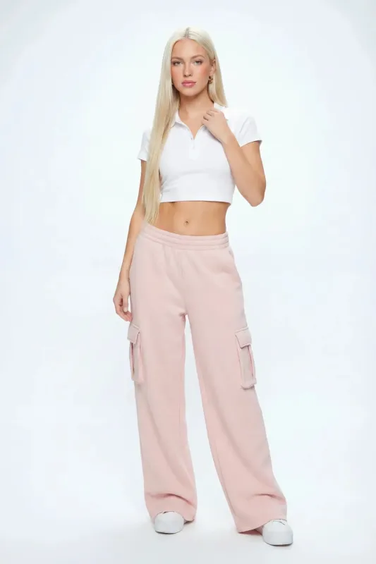 Oversized Wide Leg Cargo Sweatpant made by Charlotte Russe