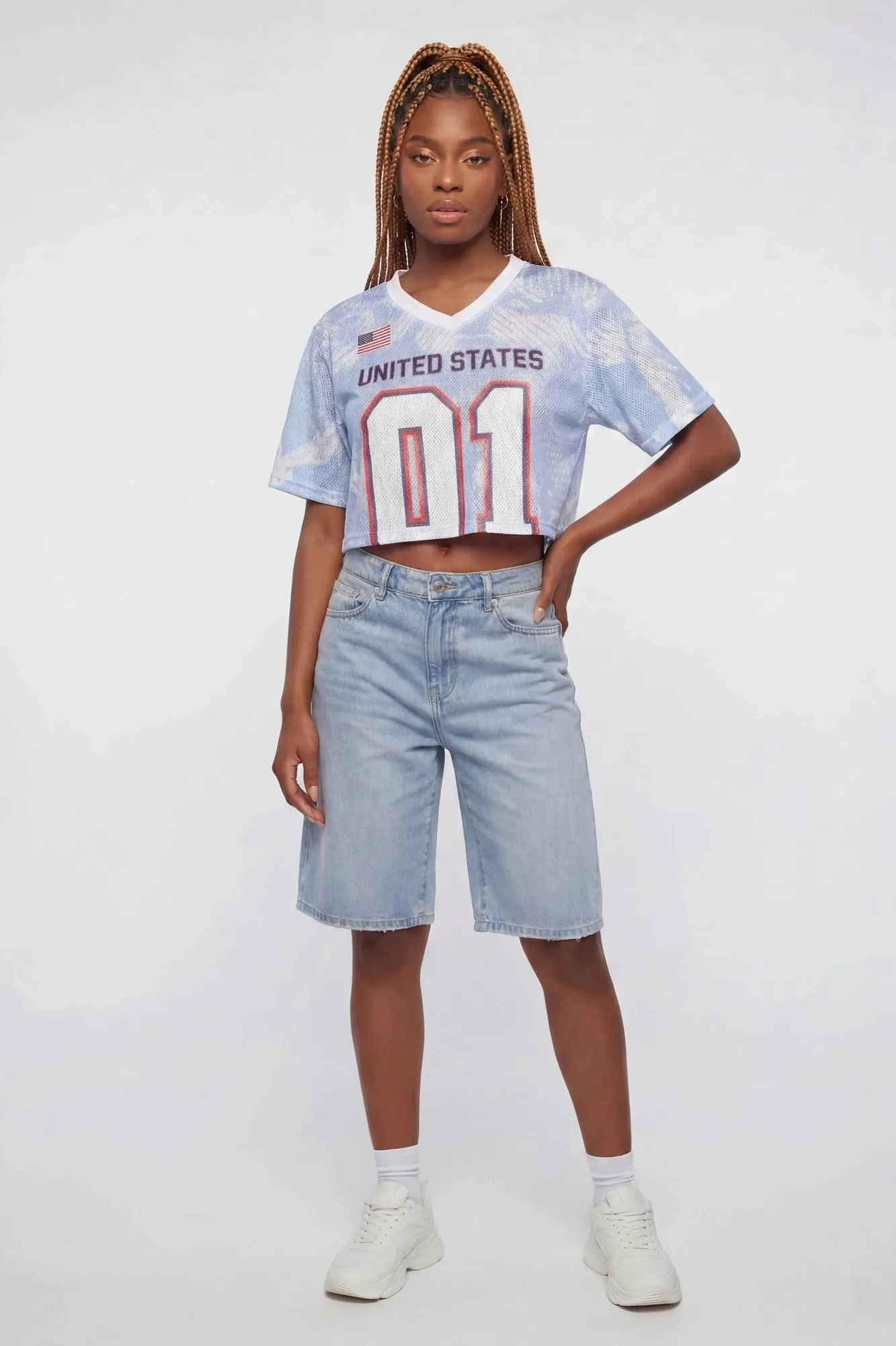 USA Graphic Mesh Cropped Jersey sold by Charlotte Russe product image thumbnail 3