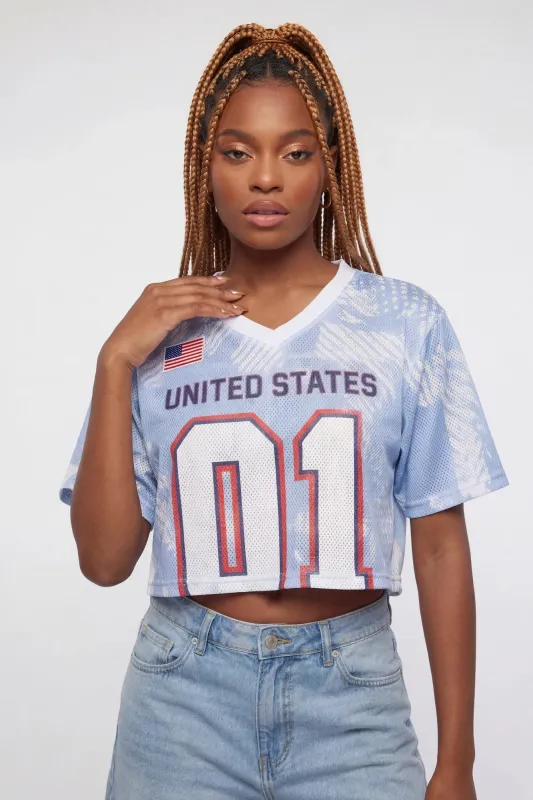 USA Graphic Mesh Cropped Jersey made by Stitches