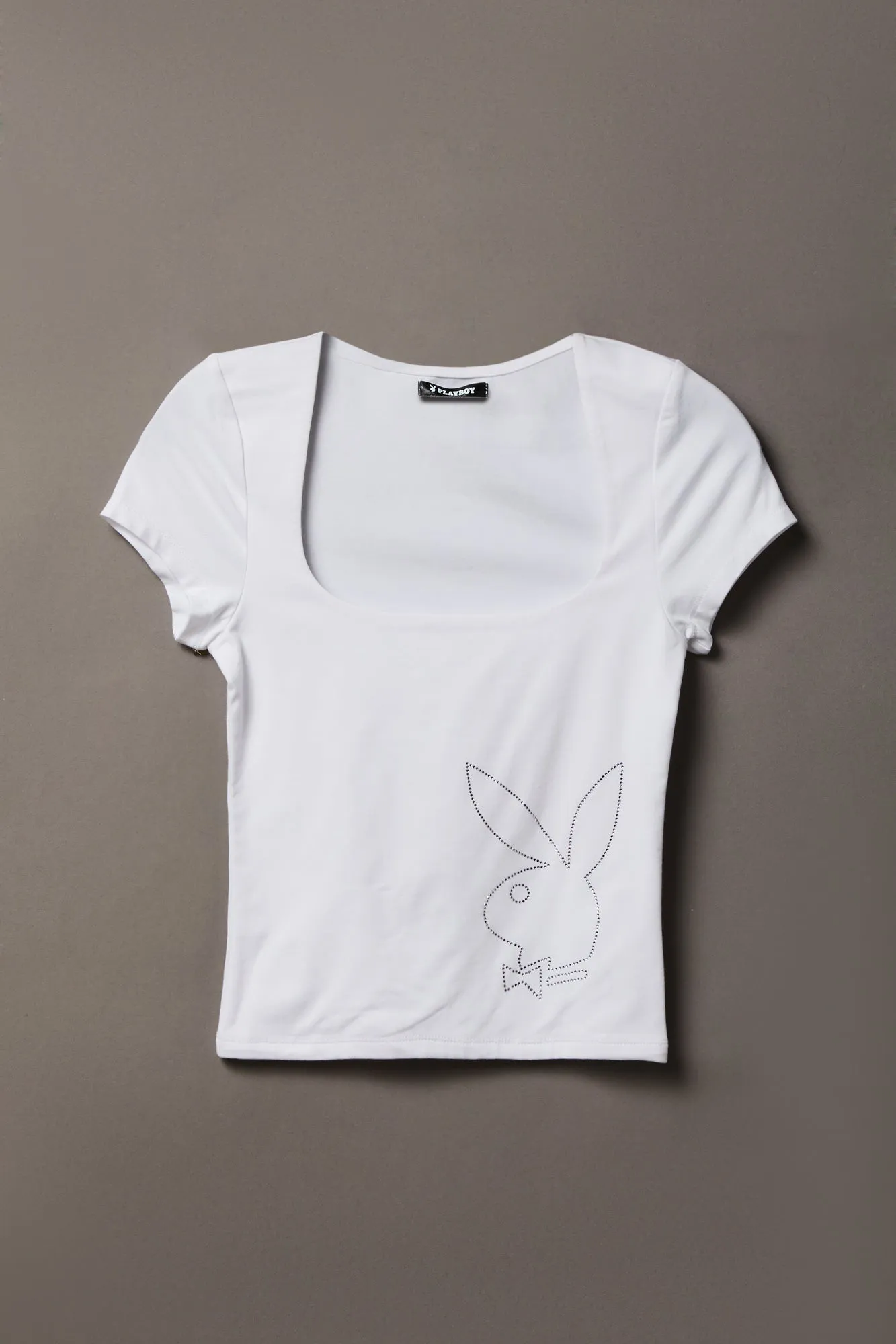 Soft Contour Playboy Rhinestone Square Neck T-Shirt sold by Charlotte Russe product image thumbnail 3