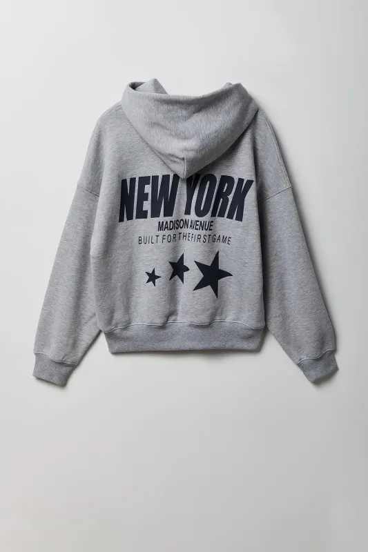 Graphic Boxy Fleece Hoodie made by Stitches