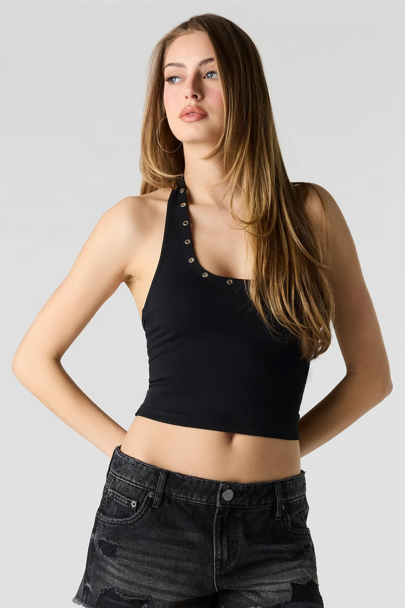 Soft Contour Grommet Halter Top sold by Charlotte Russe product image thumbnail 4