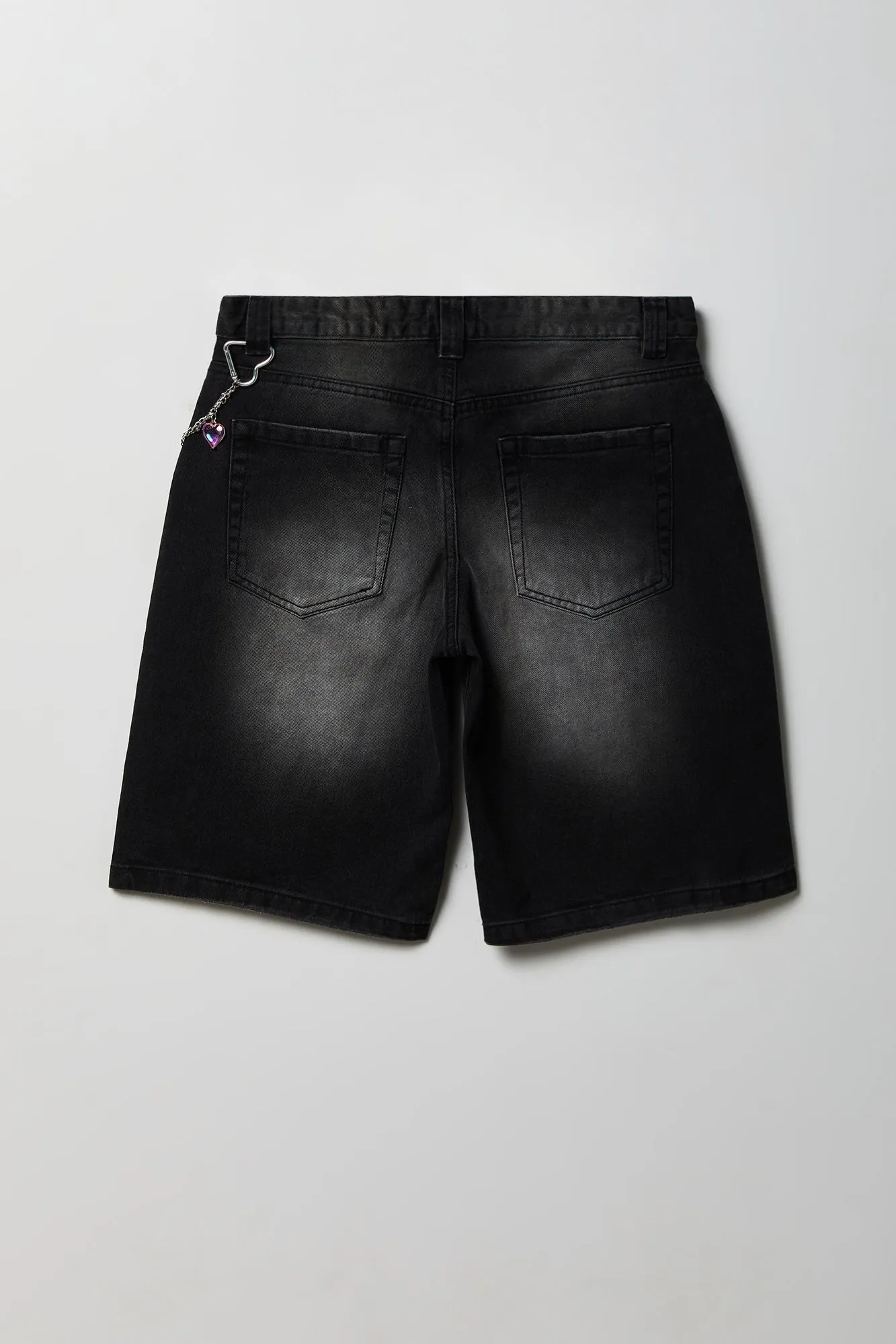 Brooklyn Low Rise Black Jort 11" with Charm Keychain sold by Charlotte Russe product image thumbnail 2