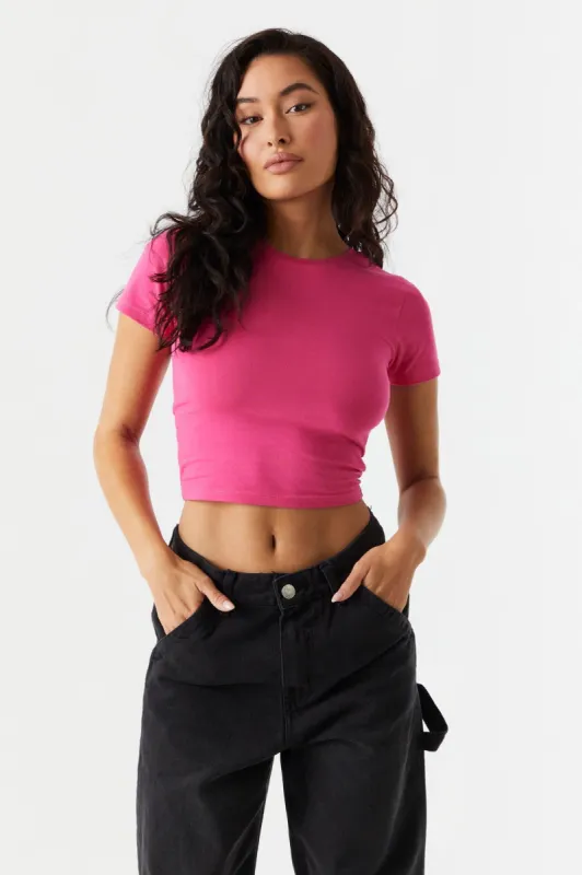 Crop Crew Neck T-Shirt sold by Charlotte Russe