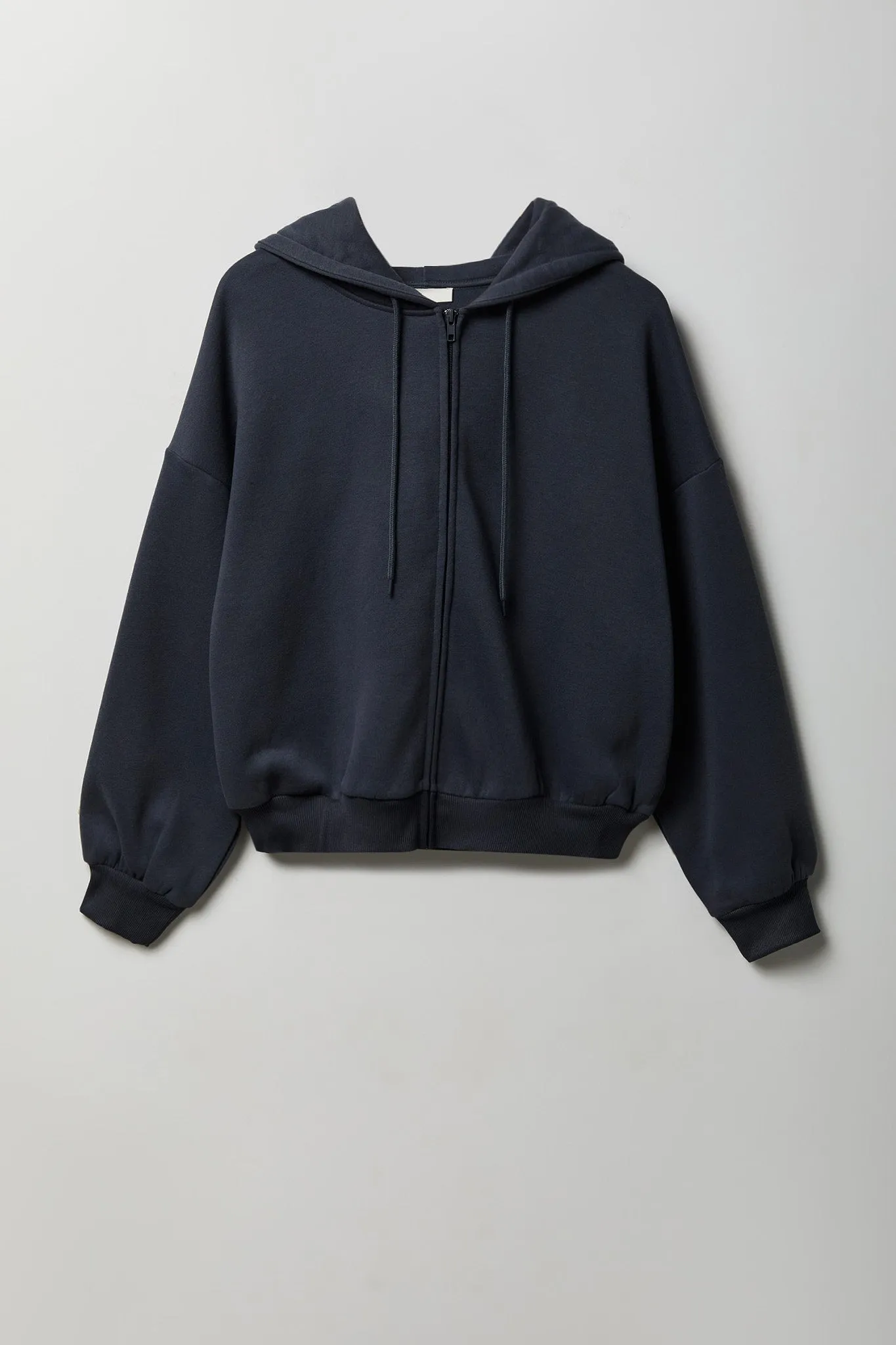 Fleece Boxy Zip Hoodie sold by Charlotte Russe product image thumbnail 3
