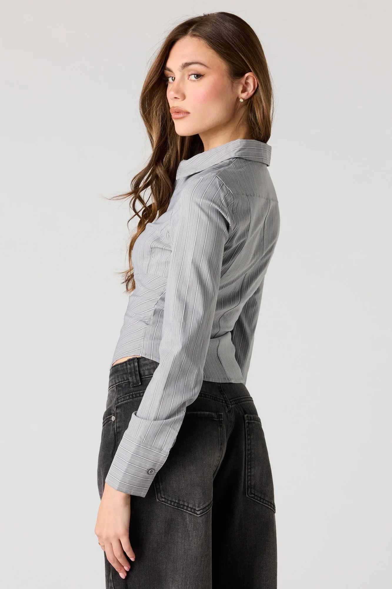 2-Way Zip Collared Fitted Top sold by Charlotte Russe product image thumbnail 2