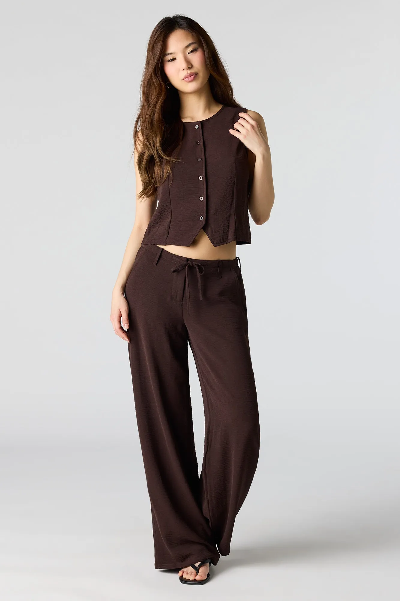 Flowy Button-Up Vest sold by Charlotte Russe product image thumbnail 3