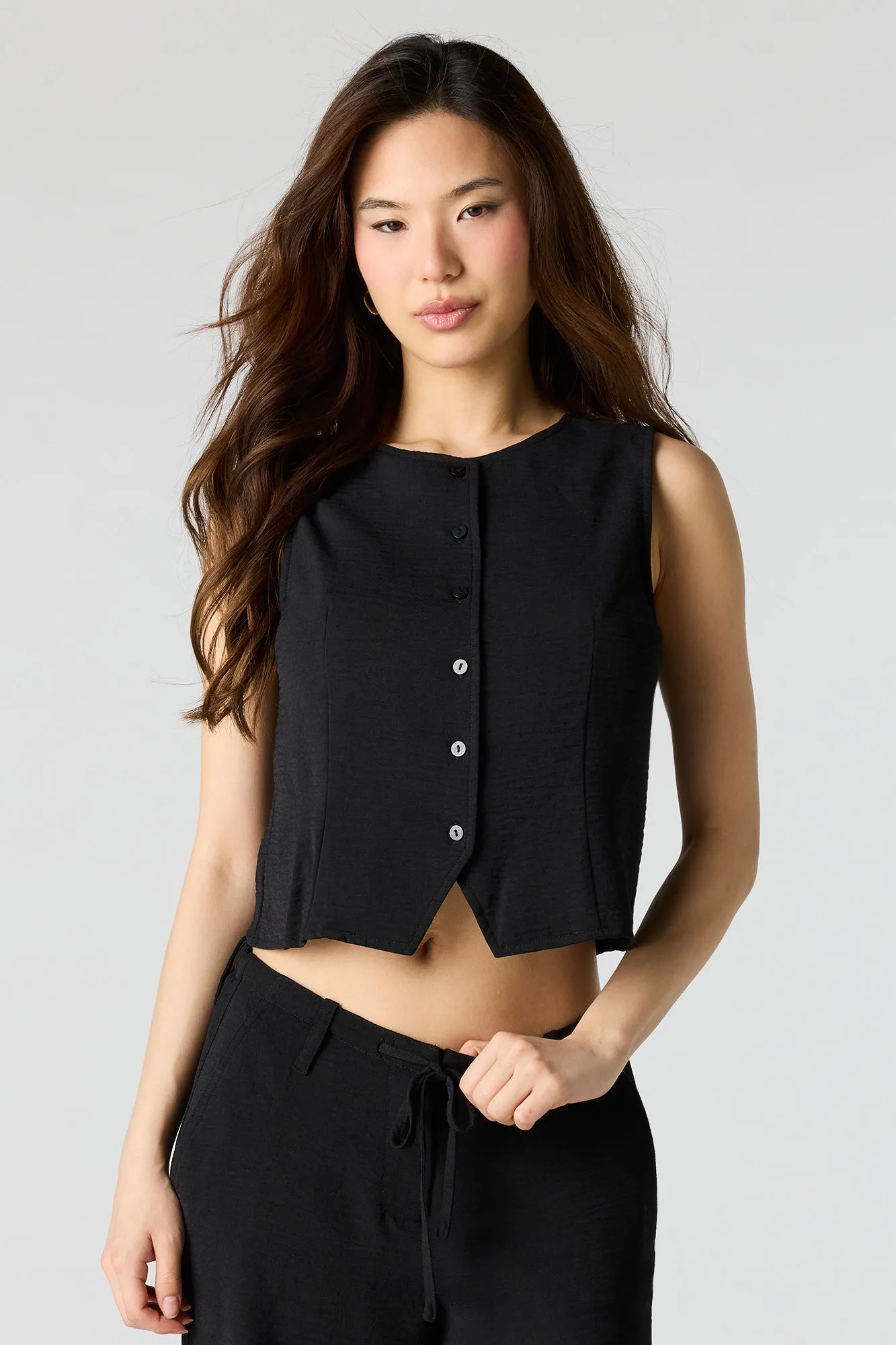 Flowy Button-Up Vest sold by Charlotte Russe product image thumbnail 4