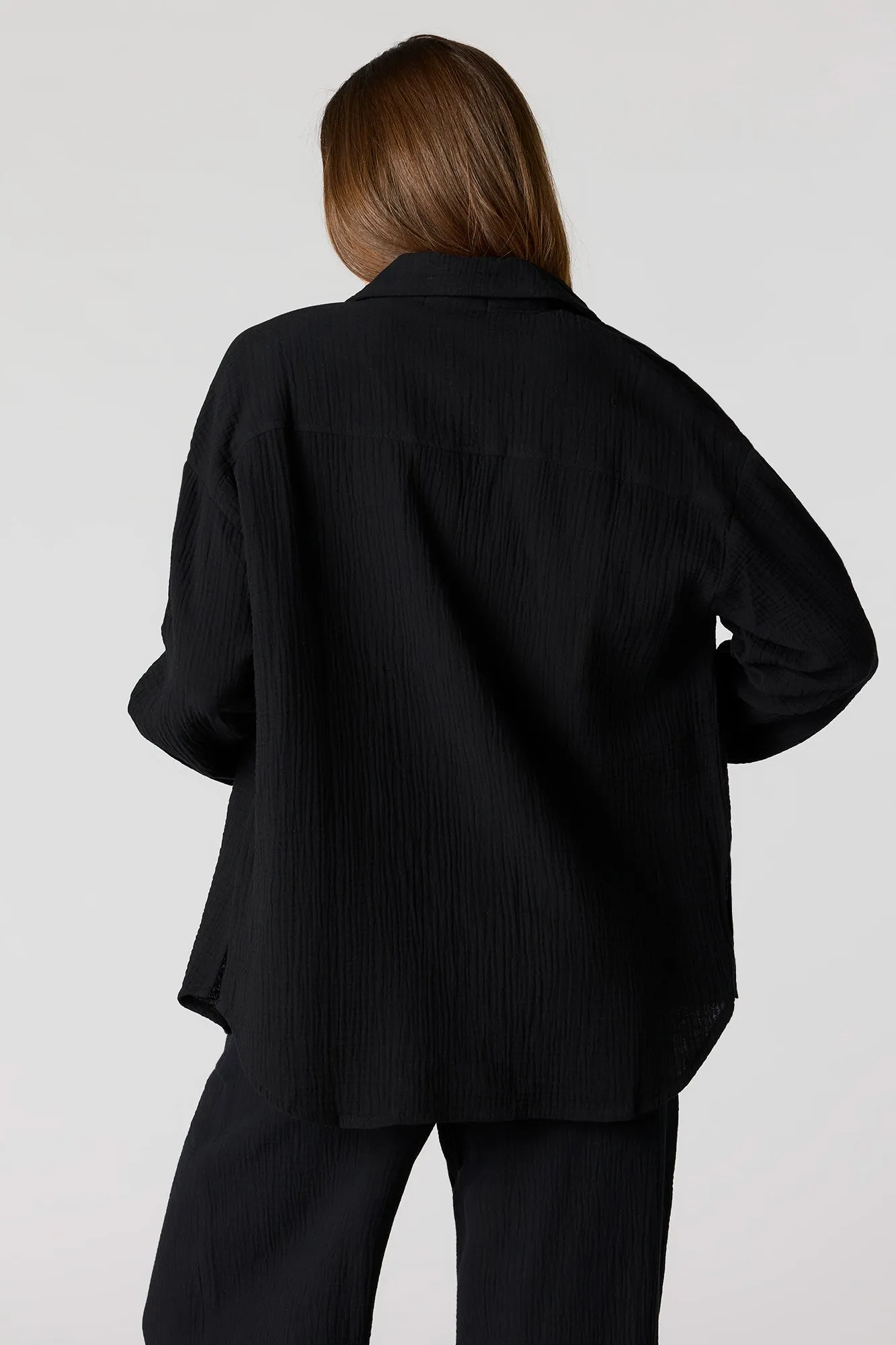 Textured Oversized Button-Up Top sold by Charlotte Russe product image thumbnail 5