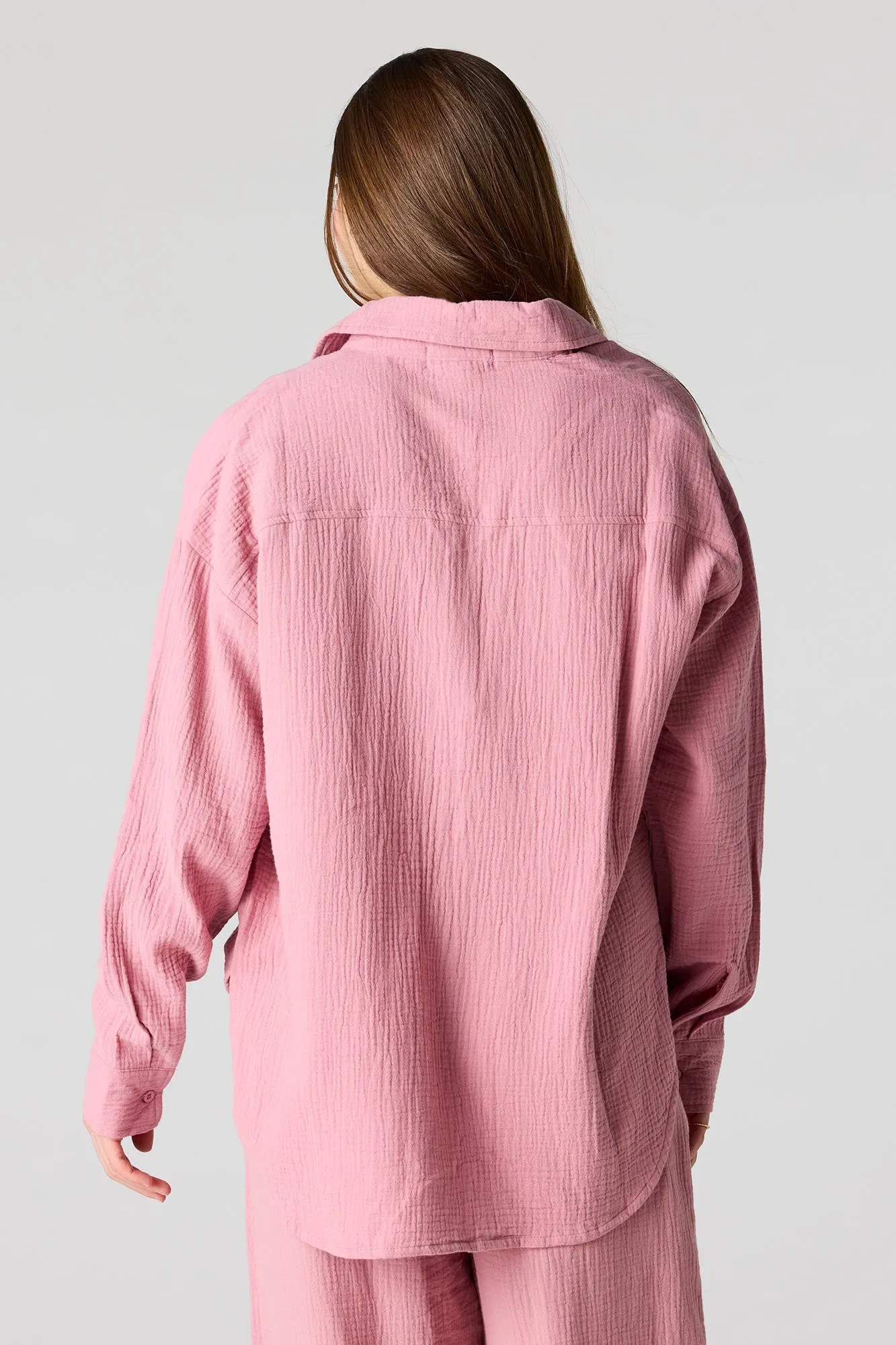 Textured Oversized Button-Up Top sold by Charlotte Russe product image thumbnail 2