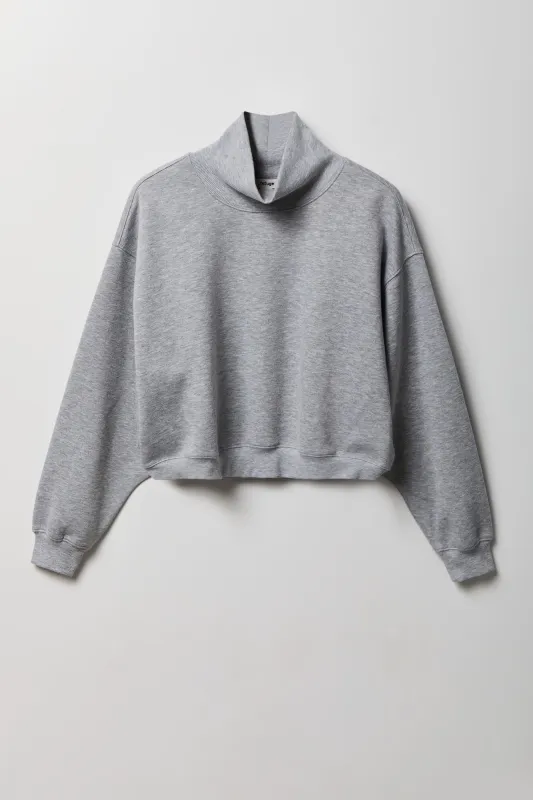 Fleece Boxy Mock Neck Sweatshirt made by Stitches
