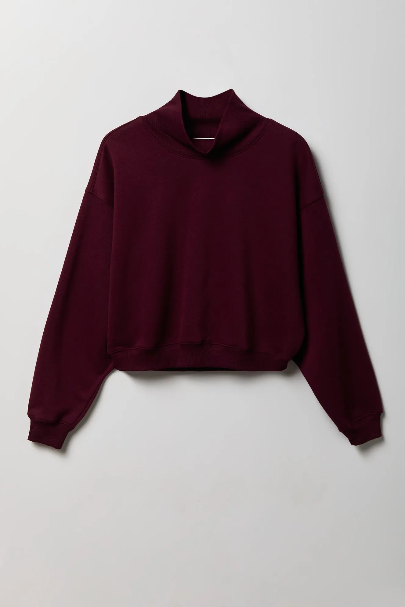 Fleece Boxy Mock Neck Sweatshirt sold by Charlotte Russe product image thumbnail 5
