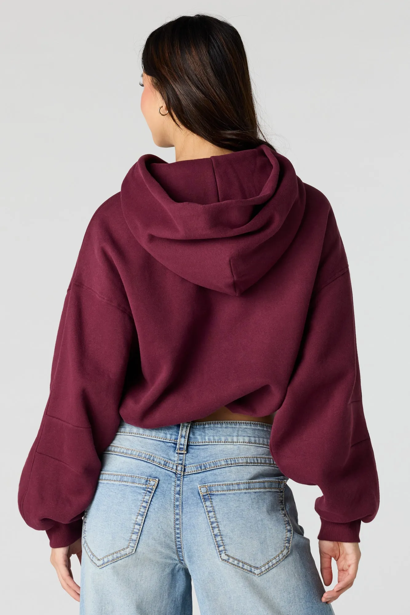 Luxe Fleece Bubble Hem Hoodie sold by Charlotte Russe product image thumbnail 5
