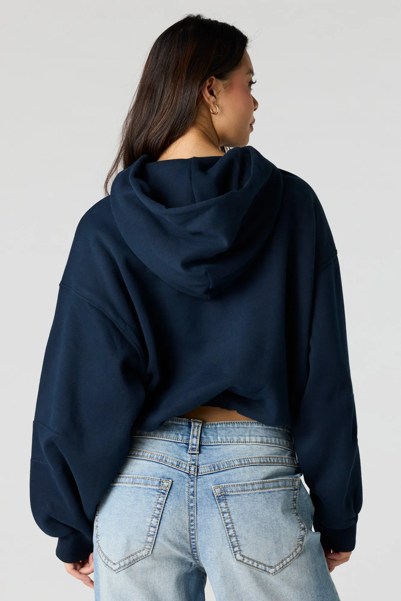 Luxe Fleece Bubble Hem Hoodie sold by Charlotte Russe product image thumbnail 2