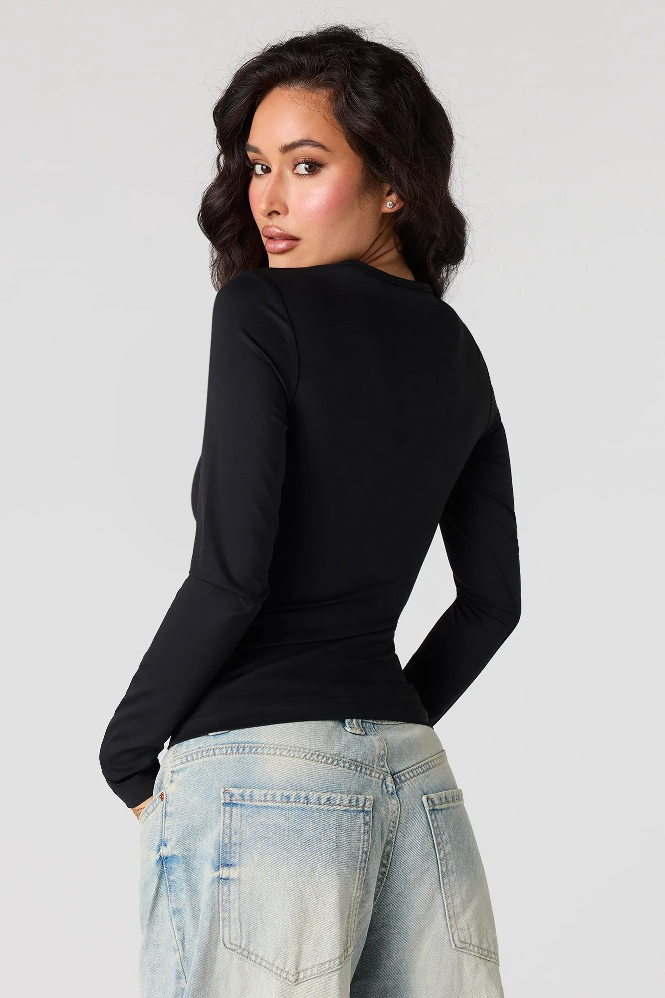 Luxe Heavy Contour Long Sleeve Top sold by Charlotte Russe product image thumbnail 5