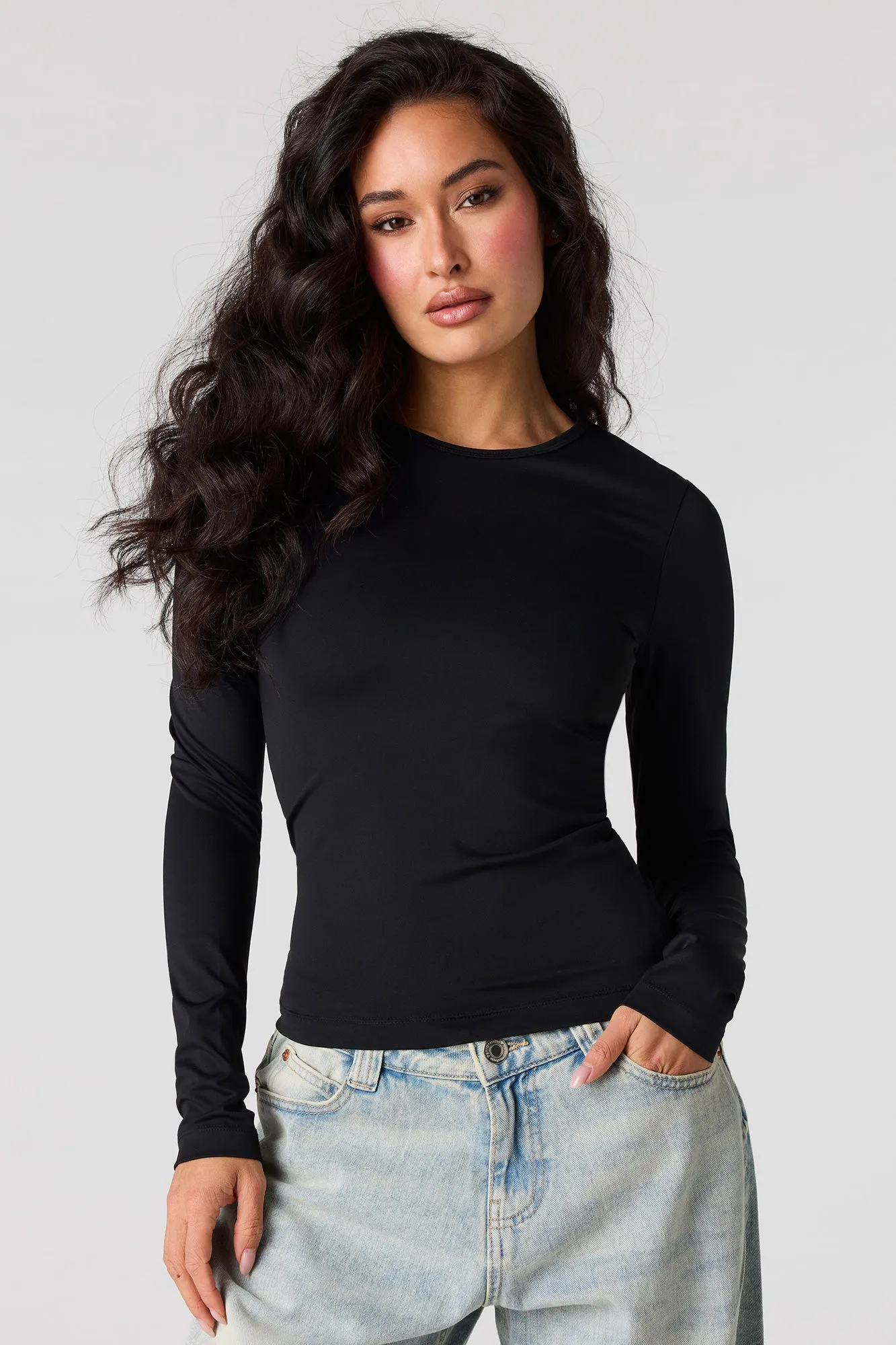 Luxe Heavy Contour Long Sleeve Top sold by Charlotte Russe product image thumbnail 4