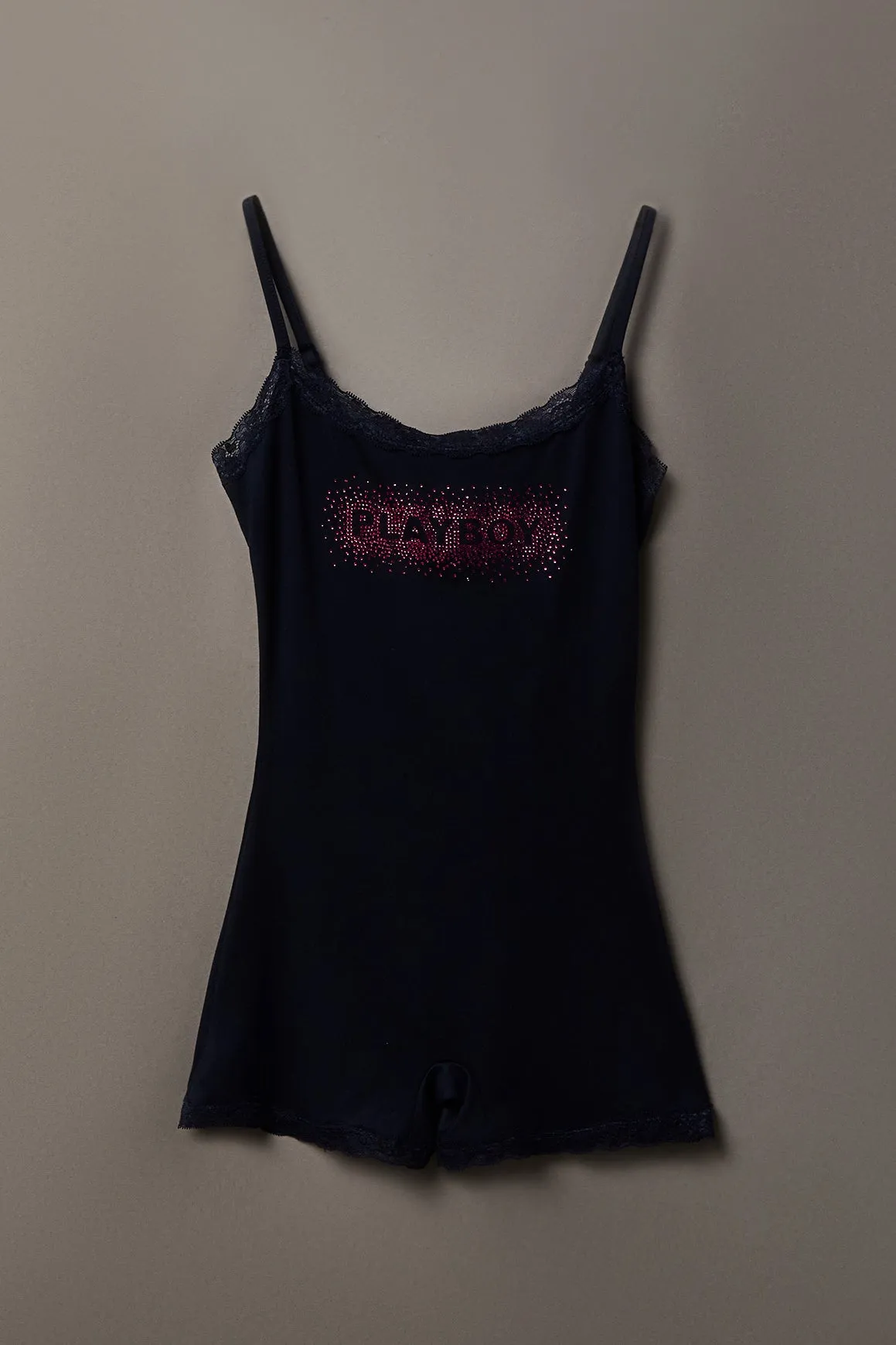 Playboy Graphic Lace Trim Romper sold by Charlotte Russe product image thumbnail 3