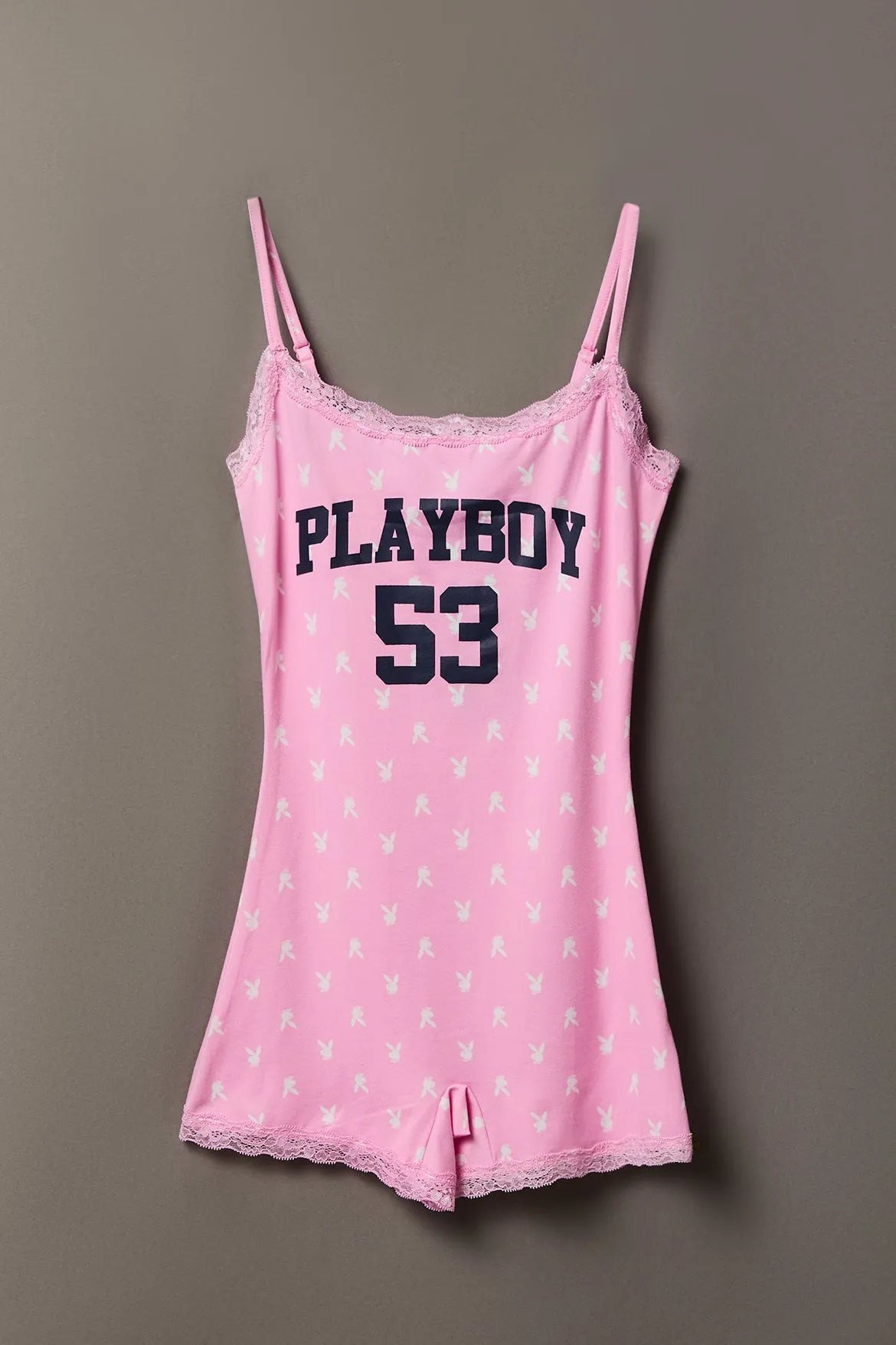 Playboy Graphic Lace Trim Romper sold by Charlotte Russe product image thumbnail 5