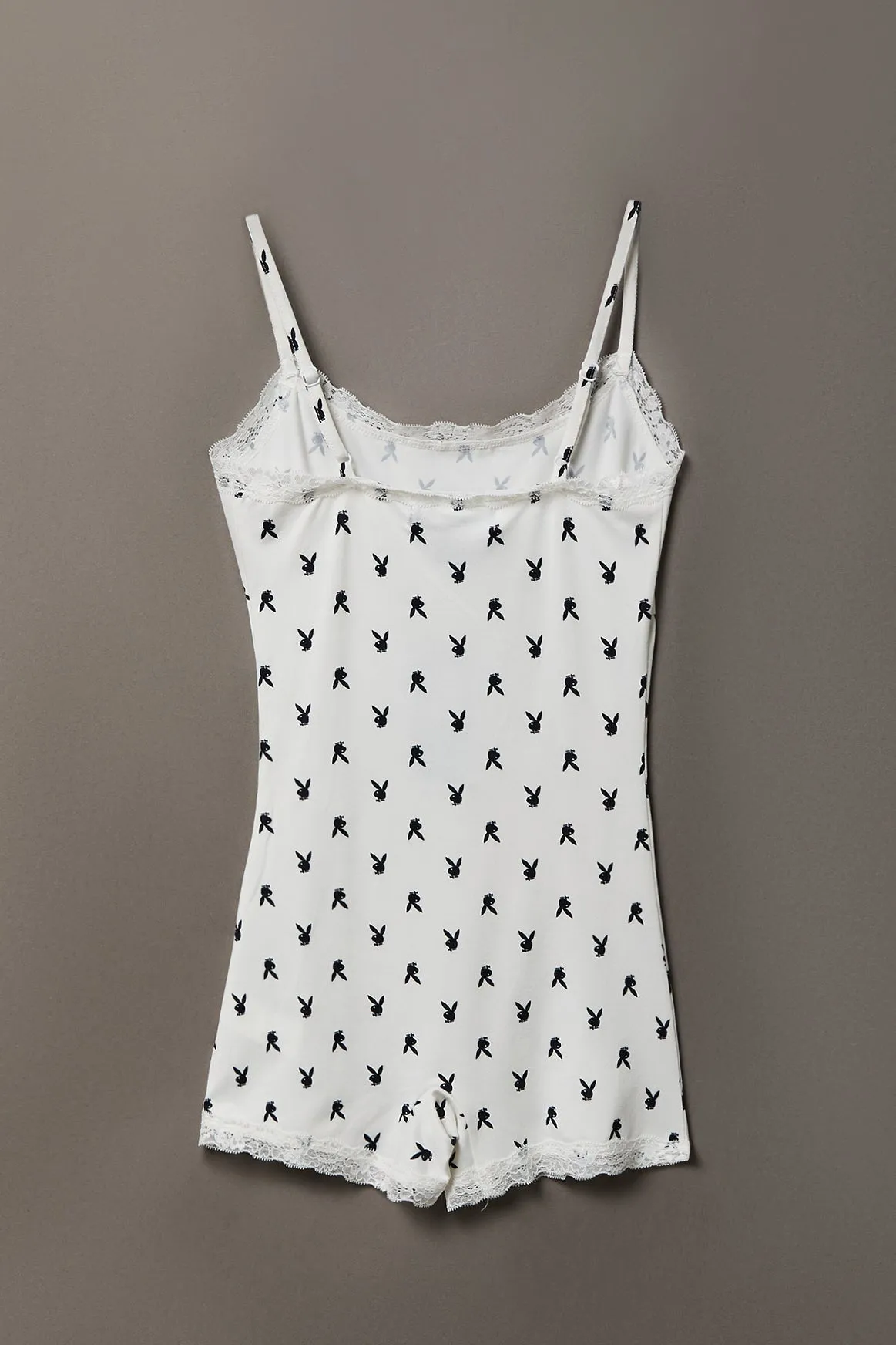 Playboy Graphic Lace Trim Romper sold by Charlotte Russe product image thumbnail 2