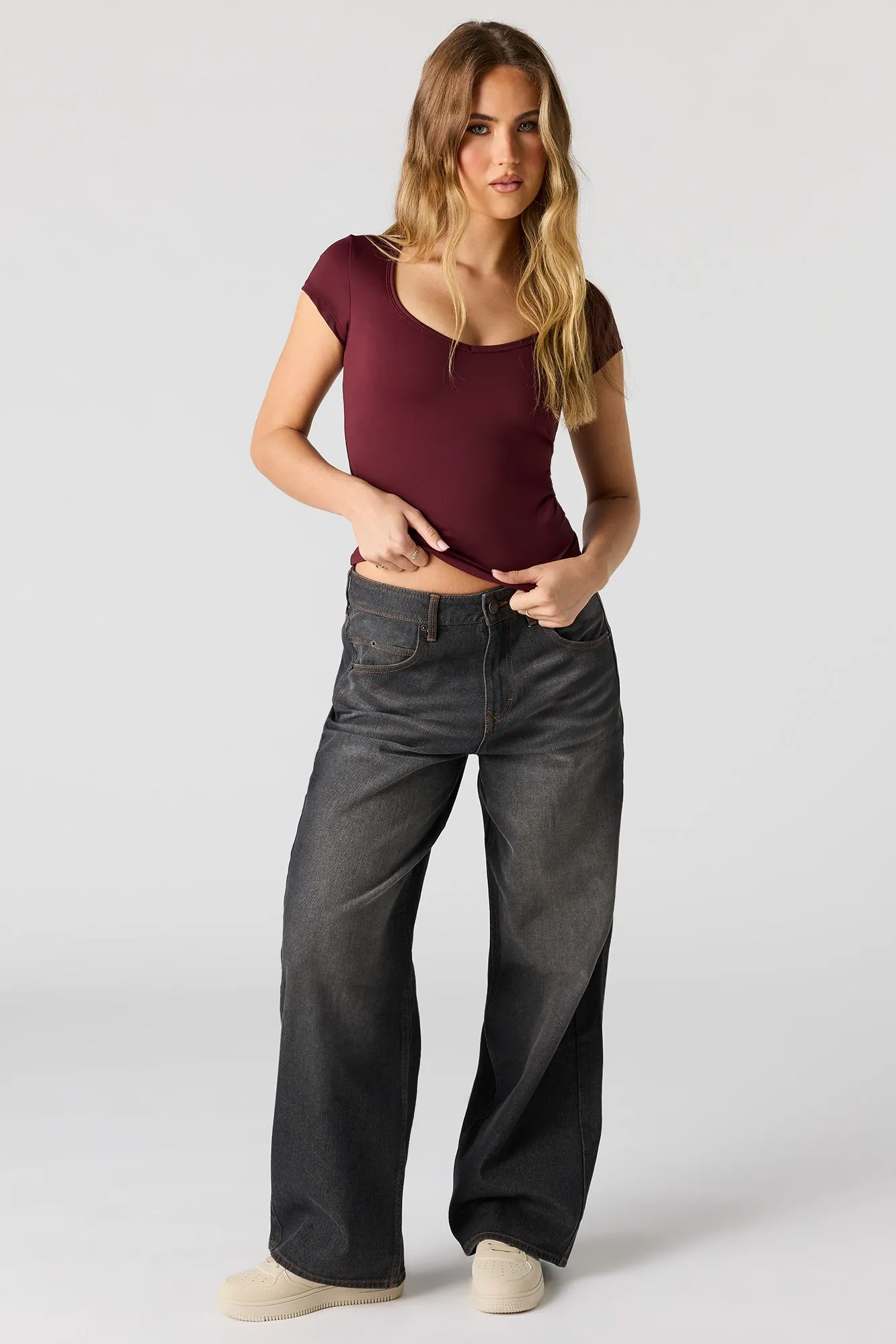Luxe Heavy Contour Short Sleeve Top sold by Charlotte Russe product image thumbnail 3