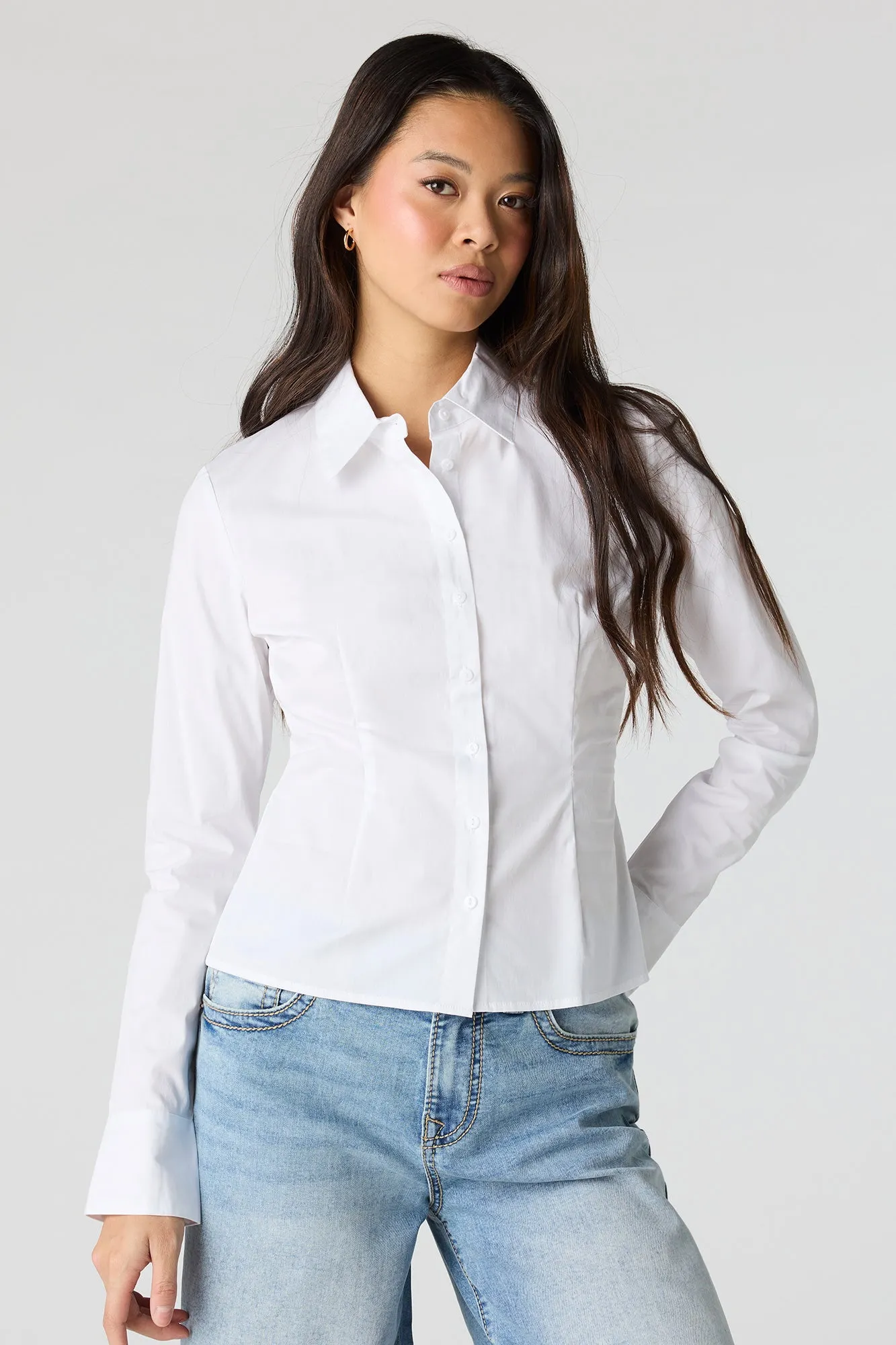 Slim Fit Button-Up Top sold by Charlotte Russe product image thumbnail 4