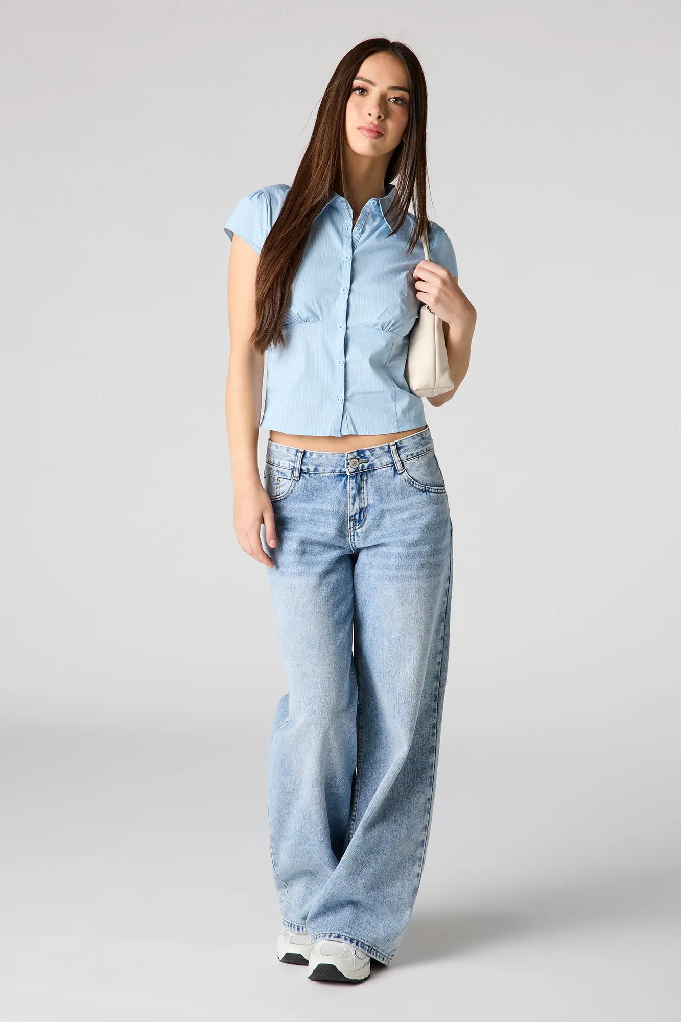 Button-Up Fitted Collared Top sold by Charlotte Russe product image thumbnail 3