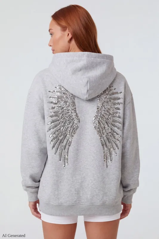 Oversized Fleece Angel Wing Hoodie made by Charlotte Russe