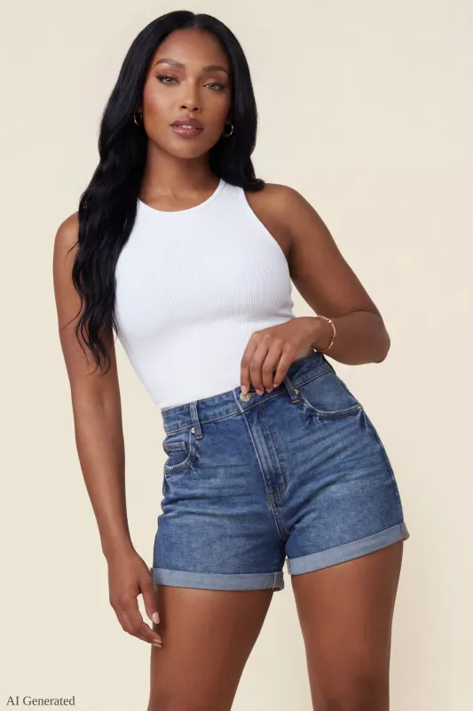 Stretch High Rise Vintage Medium Denim Short made by Stitches