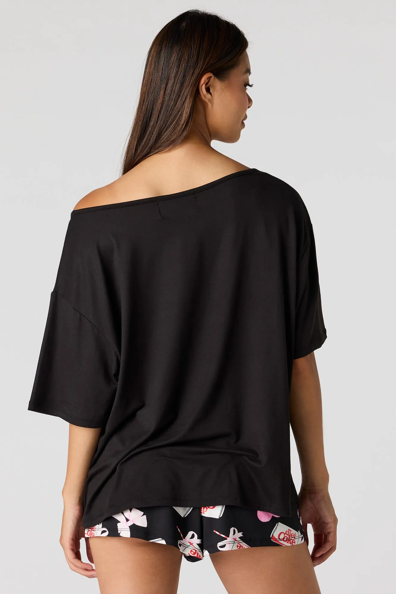 Diet Coke Off Shoulder Top & Short Pajama Set sold by Charlotte Russe product image thumbnail 2