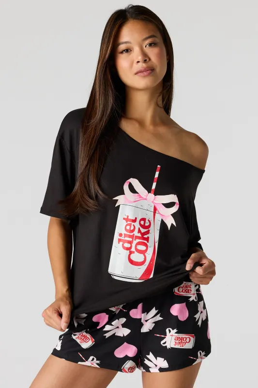Diet Coke Off Shoulder Top & Short Pajama Set made by Stitches