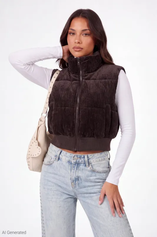 Corduroy Puffer Vest made by Charlotte Russe