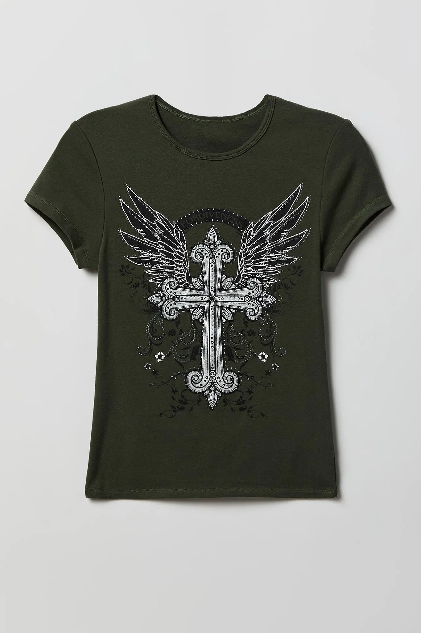 Rhinestone Fitted T-Shirt sold by Charlotte Russe product image thumbnail 5
