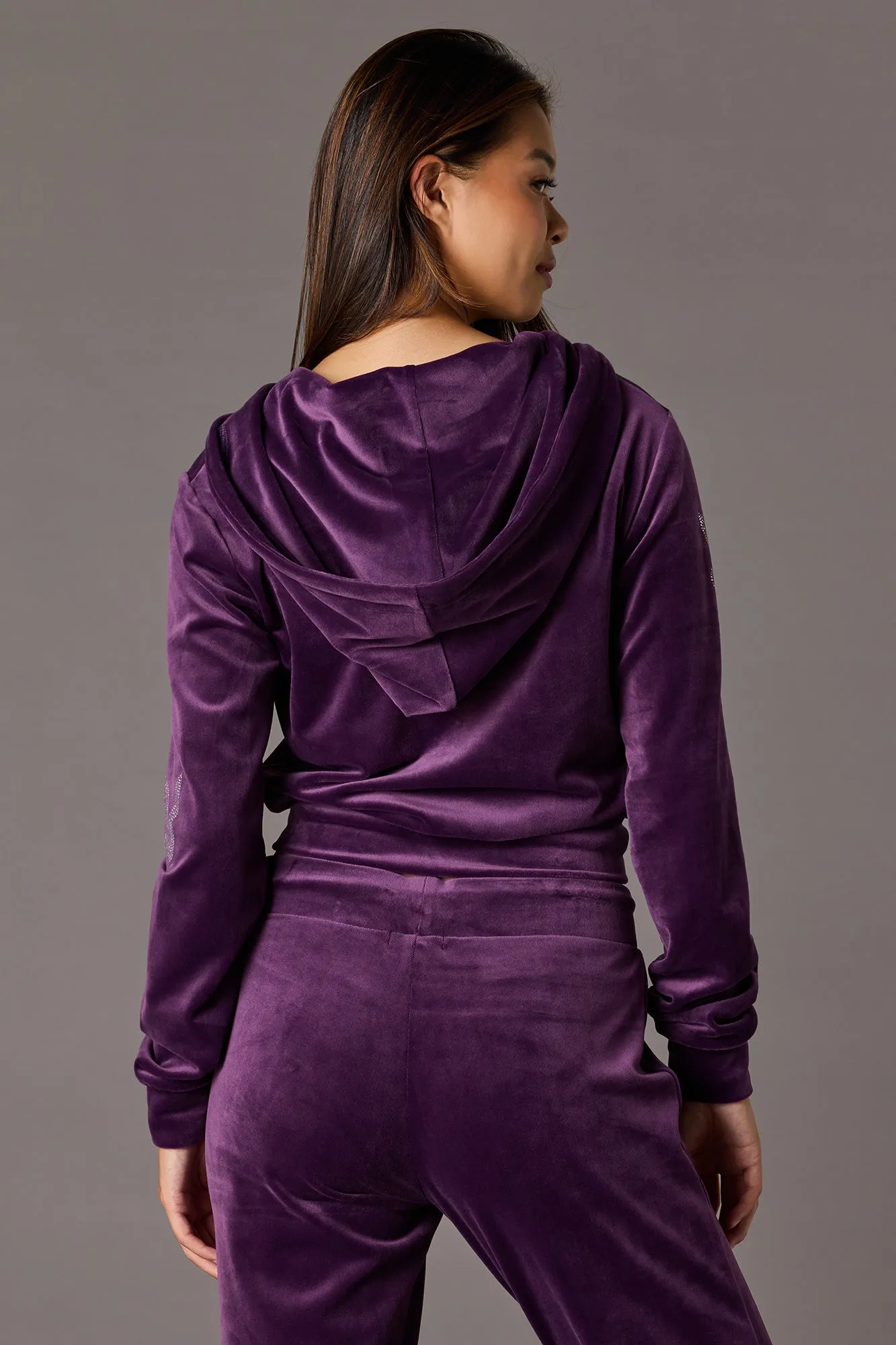 Playboy Velour Rhinestone Zip Hoodie sold by Charlotte Russe product image thumbnail 2