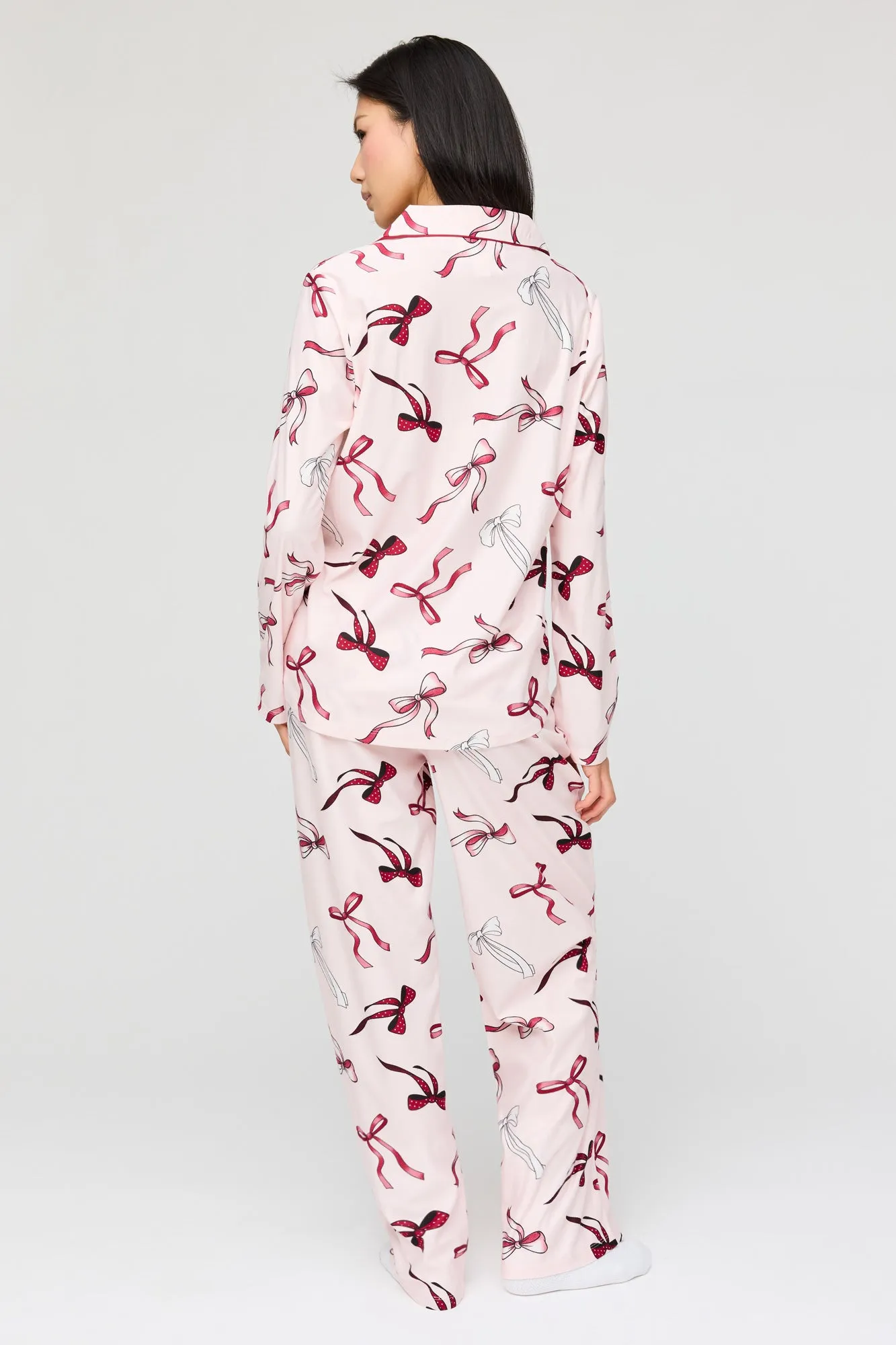 Flannel Button-Up Long Sleeve Top & Pant Pajama Set sold by Charlotte Russe product image thumbnail 4