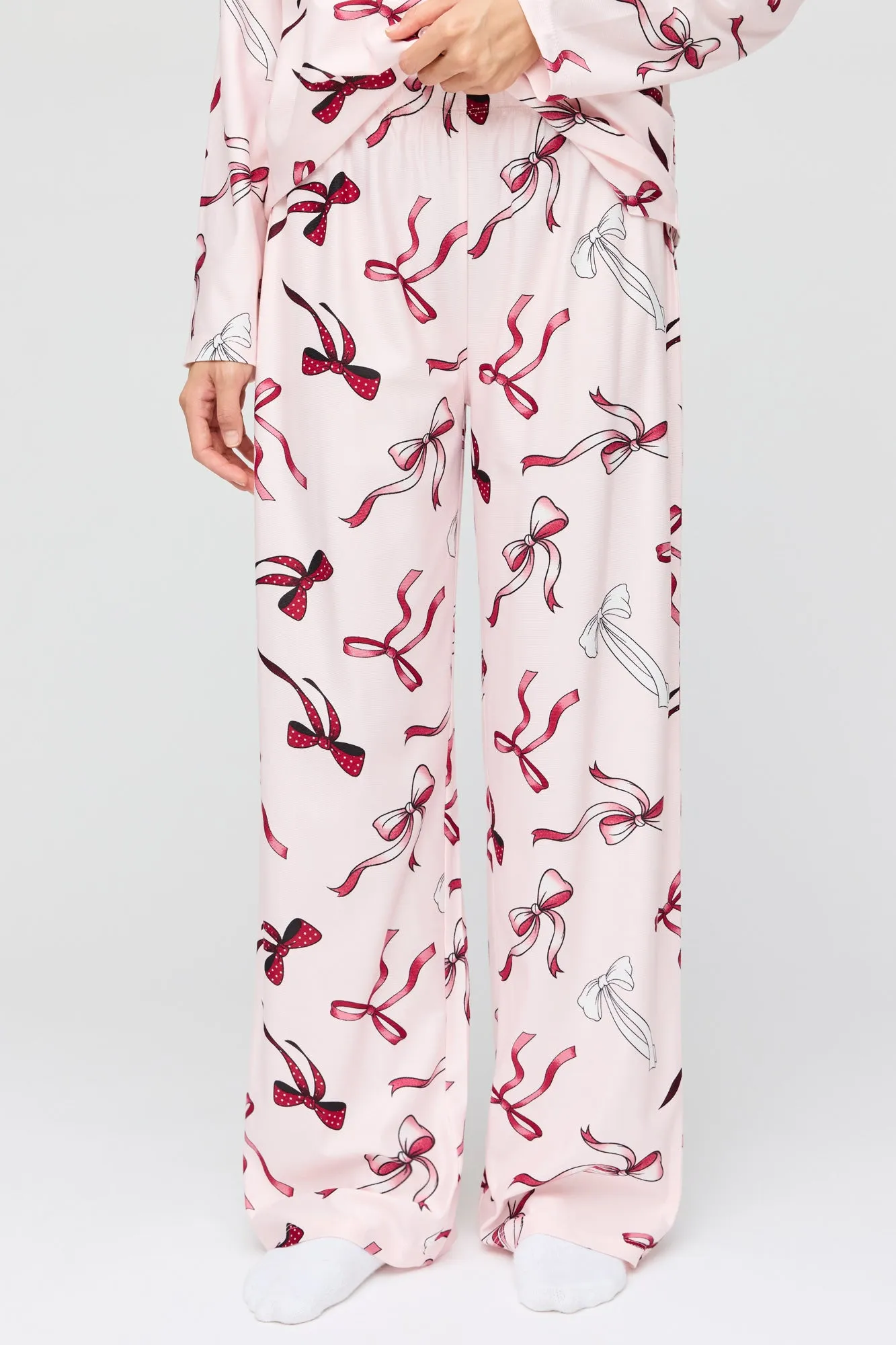 Flannel Button-Up Long Sleeve Top & Pant Pajama Set sold by Charlotte Russe product image thumbnail 3