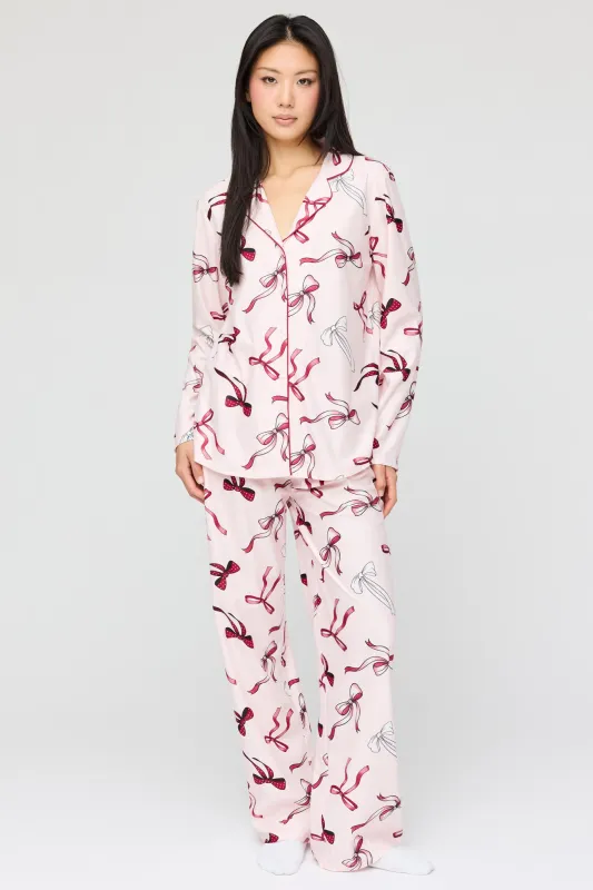 Flannel Button-Up Long Sleeve Top & Pant Pajama Set made by Stitches