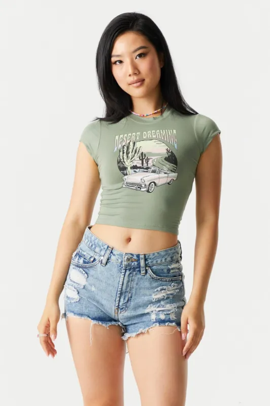 Desert Dreaming Graphic Cropped T-Shirt sold by Charlotte Russe