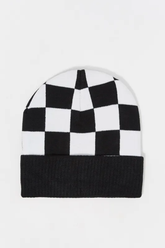 Checkered Print Knit Beanie sold by Charlotte Russe