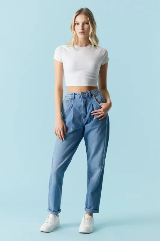 Refuge Medium Wash 80's Mom Jean sold by Charlotte Russe