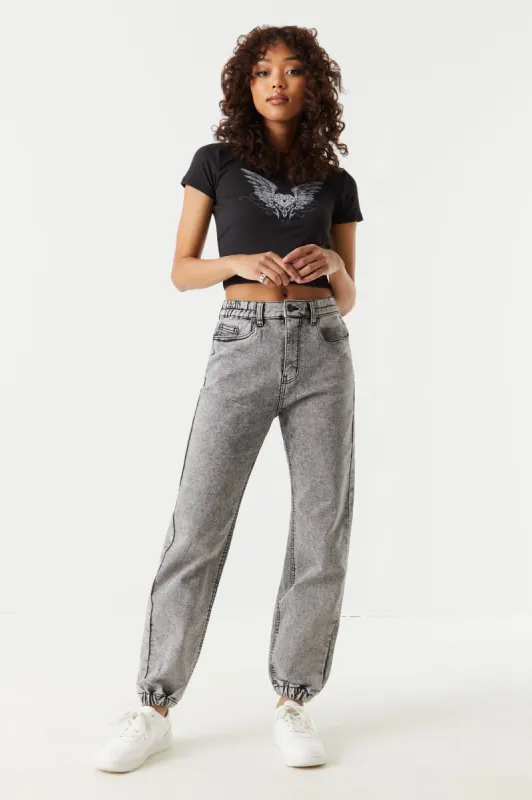 Oversized Denim Knit Jogger sold by Charlotte Russe