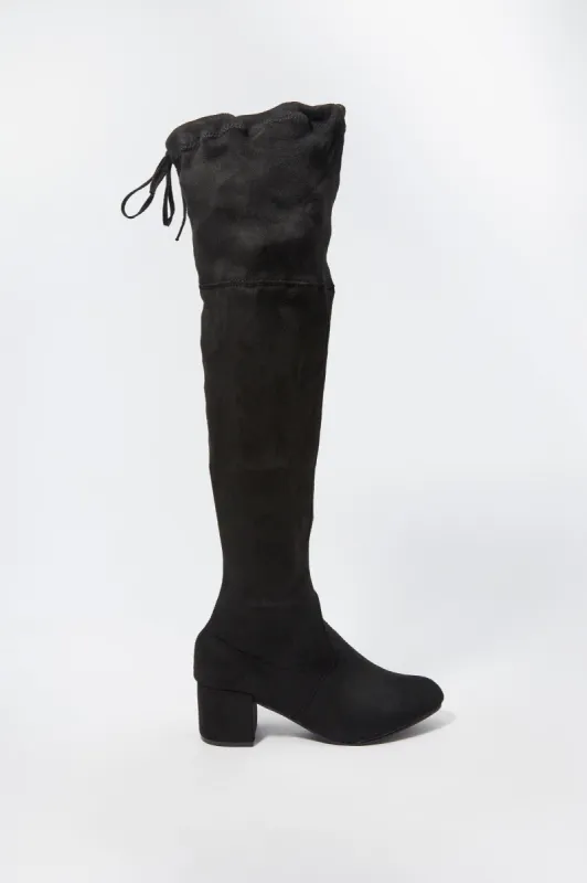 Suede Over The Knee Mid-Heel Boot sold by Charlotte Russe