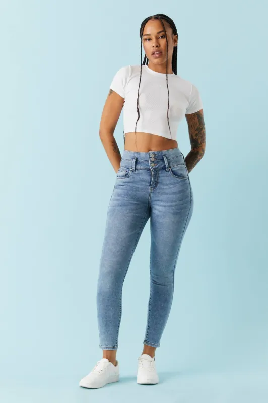 Refuge High-Rise Push-Up Medium Wash Skinny Jean sold by Charlotte Russe