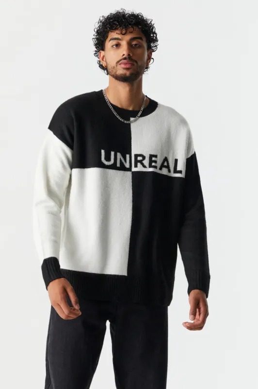 Colour Block Unreal Graphic Knit Sweater sold by Charlotte Russe